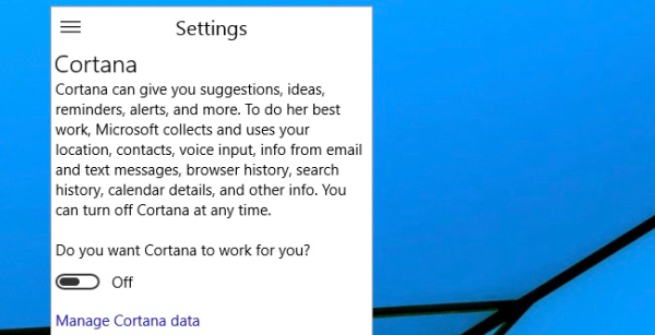 Deaktiver Cortana Virtual Assistant fuldstændigt på Windows 10