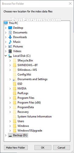 Jak změnit umístění úložiště indexu vyhledávání v systému Windows 10