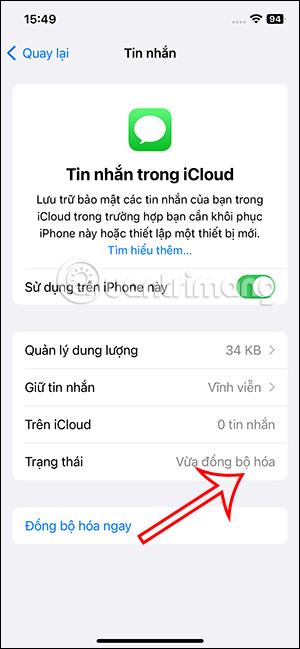 Norādījumi ziņojumu sinhronizēšanai ar iCloud iPhone tālrunī