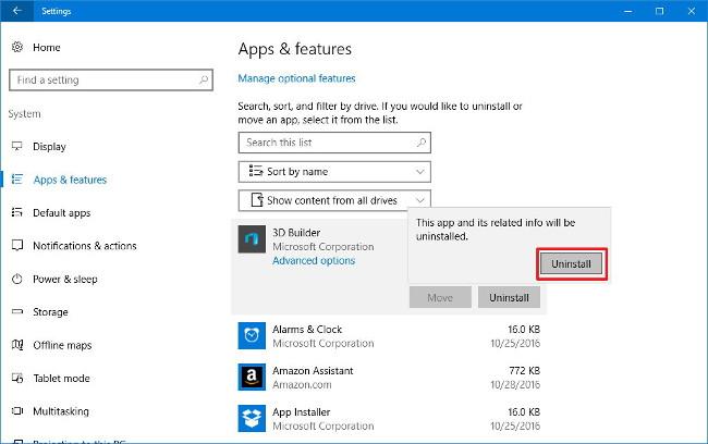 Ohjeet 3D Builder -sovelluksen poistamiseen kokonaan Windows 10:stä