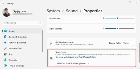 Kako omogućiti prostorni zvuk u sustavu Windows 11