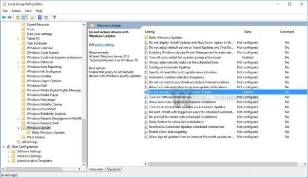 Isključite ažuriranja upravljačkih programa na Windows Update Windows 10