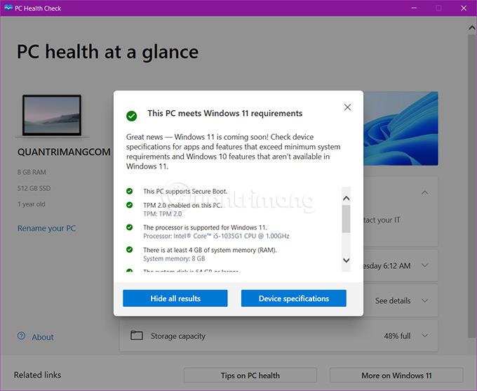 Navodila za uporabo sistema Windows Health Check preverite, ali vaš računalnik lahko namesti Windows 11 ali ne