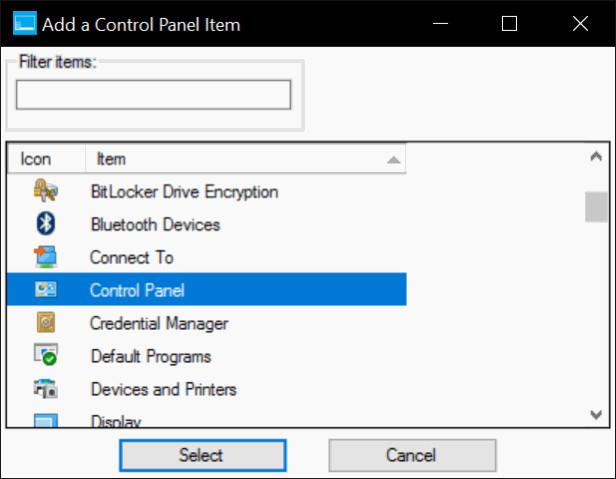 Sådan tilføjes kontrolpanel til Power User Menu (Windows + X) på Windows 10