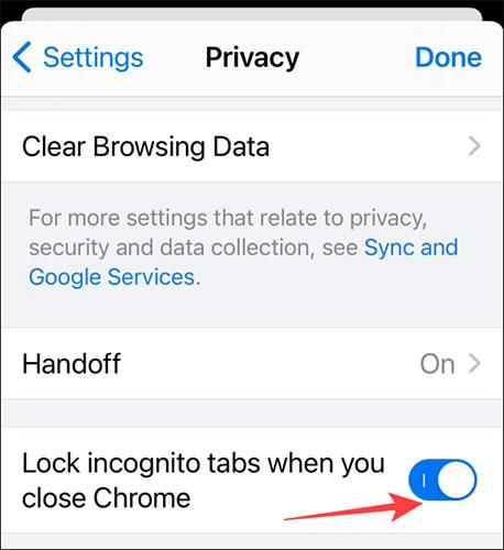 Kaip užrakinti inkognito skirtukus naudojant „Face ID“ „Chrome“, skirtoje „iPhone“.