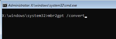 Як перетворити структуру диска MRB на GPT у Windows 10