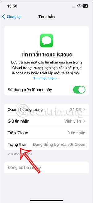 Instruktioner til synkronisering af beskeder til iCloud på iPhone