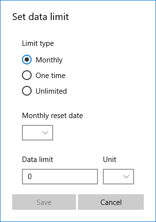 Tarkkaile ja säästä Internet-kapasiteettia Windows 10:ssä