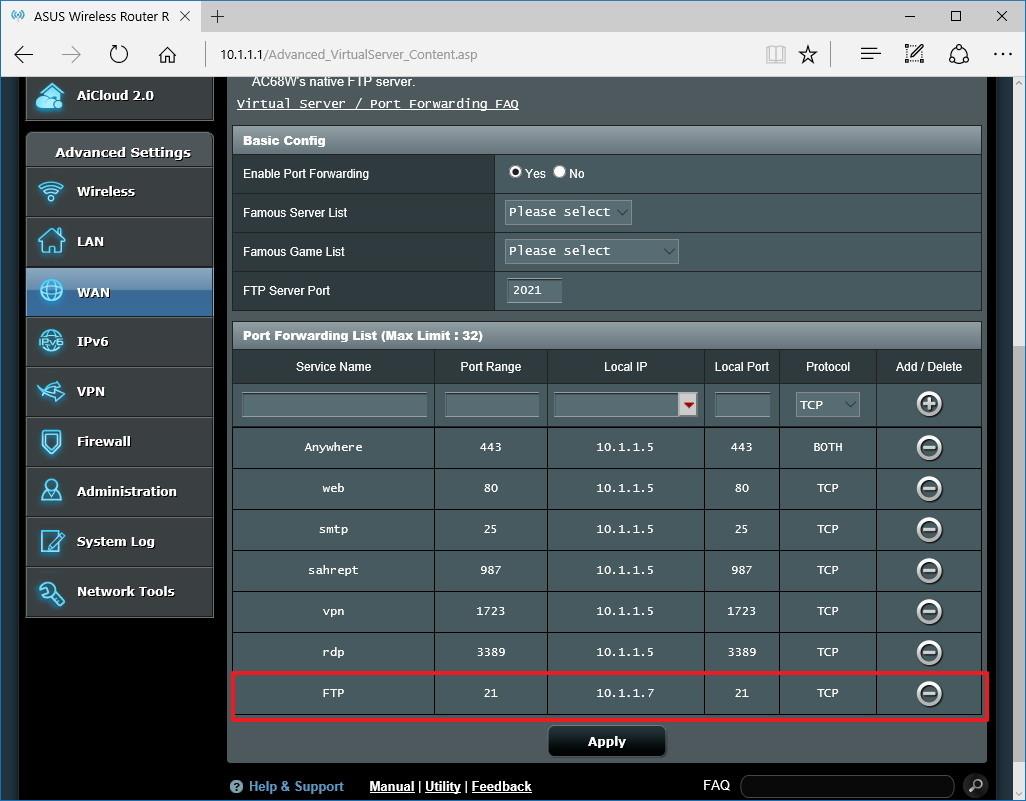 Instruktioner til opsætning og administration af FTP-server på Windows 10