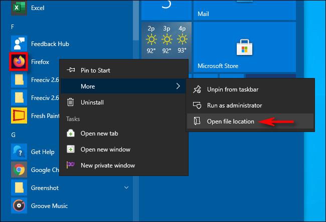 Kako hitro poiskati datoteko EXE programa v sistemu Windows 10