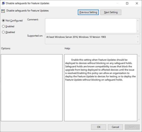 Ny politik på Windows 10 tillader at deaktivere blokeringsfunktionen for sikker hold-opdatering