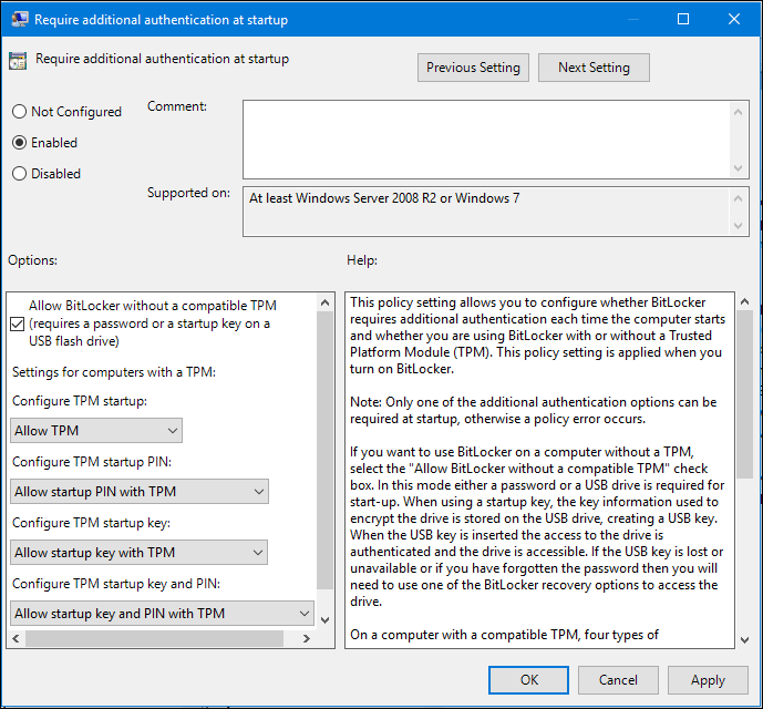 Izlabojiet BitLocker iestatīšanas kļūdu operētājsistēmā Windows 10