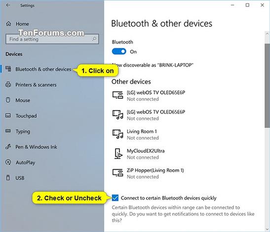 Oikean pariliitoksen ottaminen käyttöön tai poistaminen käytöstä Bluetooth-oheislaitteiden kanssa Windows 10:ssä