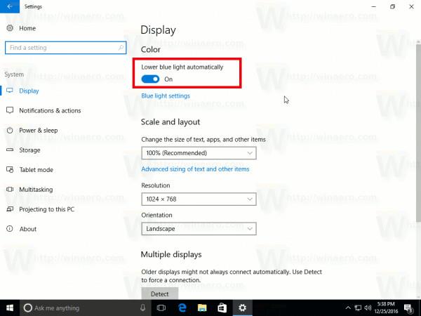 Aktivujte režim modrého světla ve Windows 10