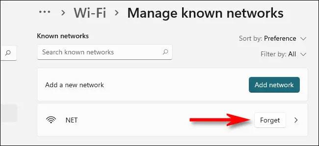 Slik glemmer du lagrede WiFi-nettverk på Windows 11