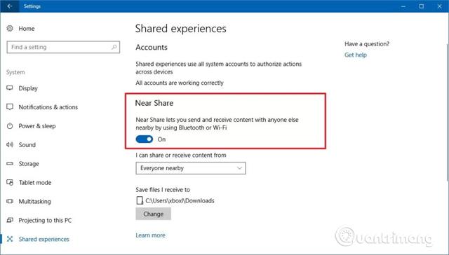 Sådan aktiveres Near Share-funktionen på Windows 10