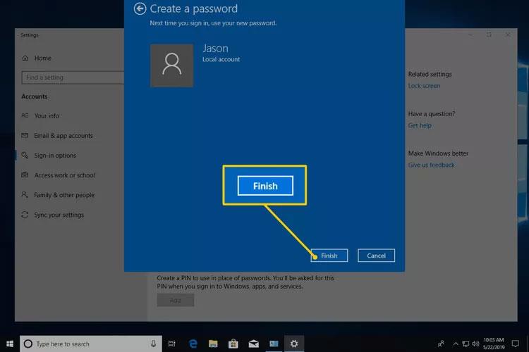 Hvordan sette et passord for Windows 10 datamaskin, hvordan endre Windows 10 passord