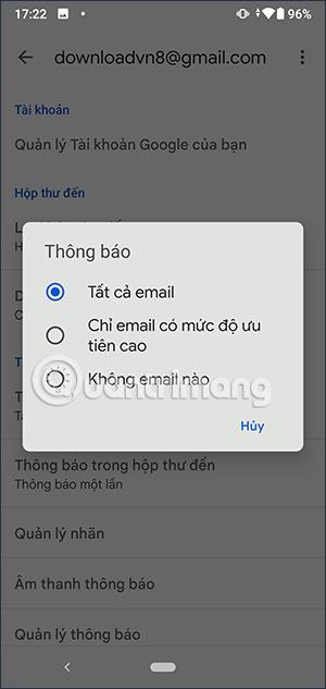 Gmail-ilmoitusten mukauttaminen Androidille