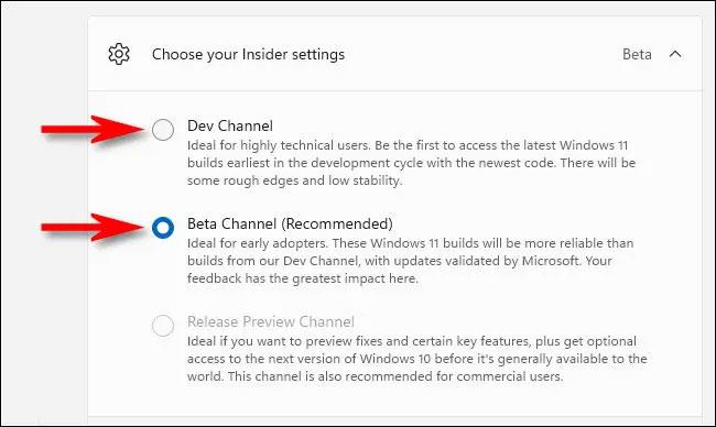 Kako preklopiti med Dev Channel in Beta Channel v sistemu Windows 11