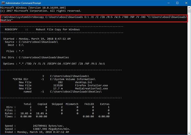 Hur man utesluter filer och mappar med Robocopy i Windows 10