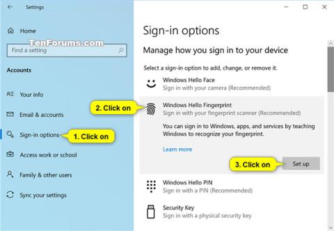 Kako dodati/odstraniti prstne odtise za račune v sistemu Windows 10