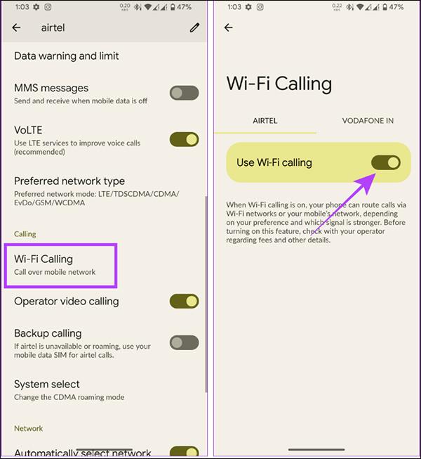 Hvernig á að slökkva á WiFi-símtölum á Android