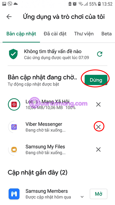 Instruktioner för uppdatering av Android-applikationer