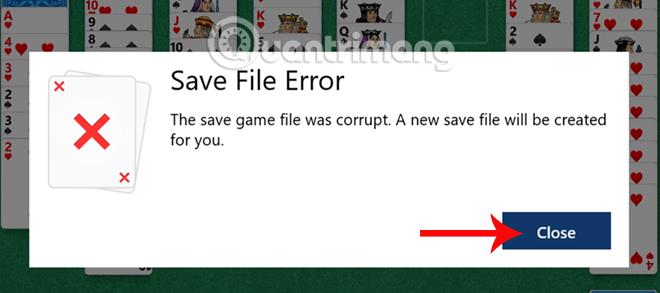 Как да коригирате грешка при запазване на файл в играта Solitaire Windows 10