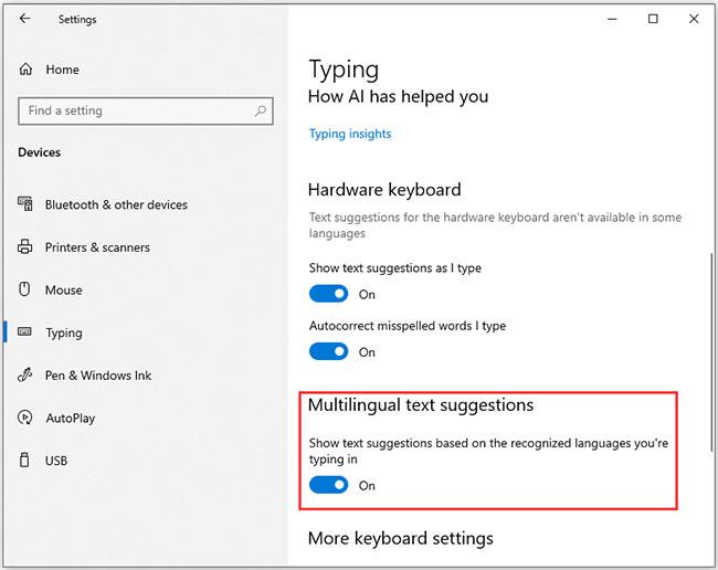 Hvernig á að virkja eða slökkva á textatillögum í Windows 10