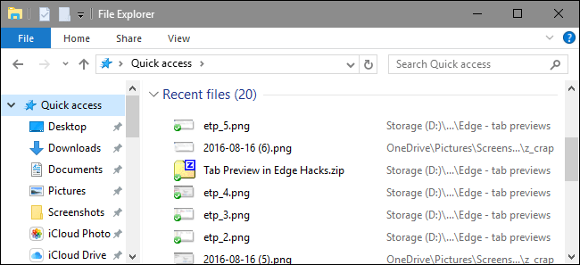 Ryd søgehistorikken for seneste filer i File Explorer Windows 10