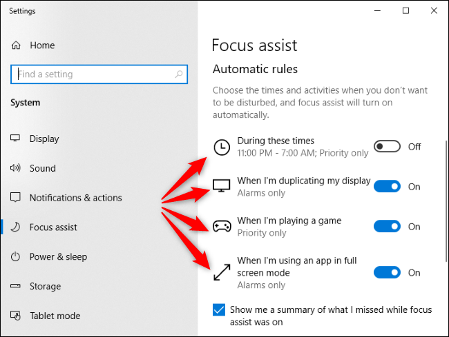 A Focus Assist értesítések kikapcsolása Windows 10 rendszeren