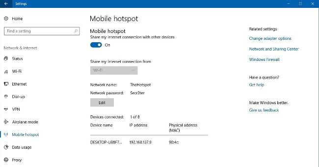 Як використовувати Mobile Hotspot у Windows 10 для спільного доступу до мережі