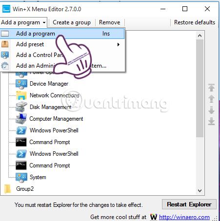 Instruksjoner for optimalisering av Power User-menyen Windows 10