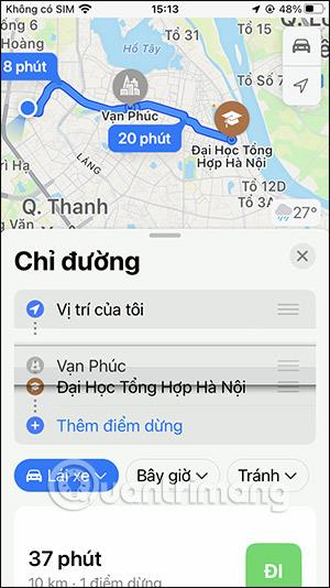 Utasítások megállók hozzáadásához az Apple Maps alkalmazásban