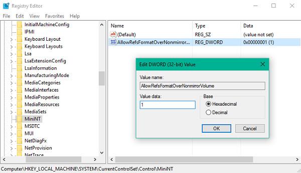 Omogoči/onemogoči ReFS (odporen datotečni sistem) v sistemu Windows 10