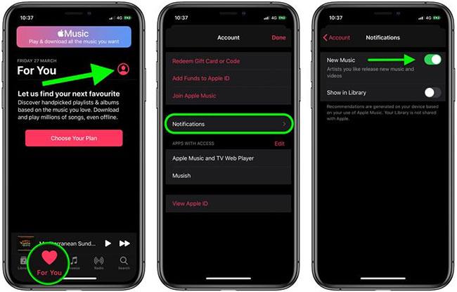 Kā iespējot/atspējot paziņojumus par jauniem Apple Music laidieniem operētājsistēmā iOS