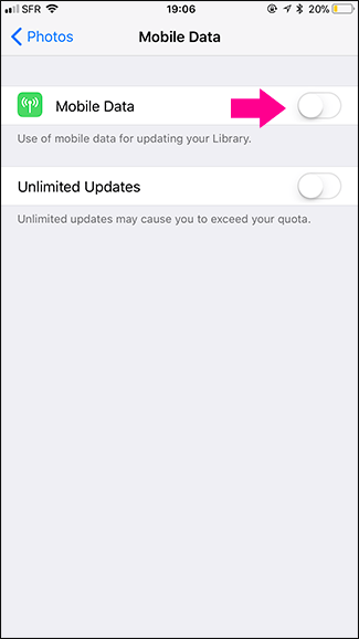 Jak vypnout synchronizaci fotografií iCloud pomocí mobilních dat