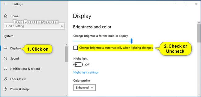 Isključite značajku za automatsko podešavanje svjetline zaslona u sustavu Windows 10