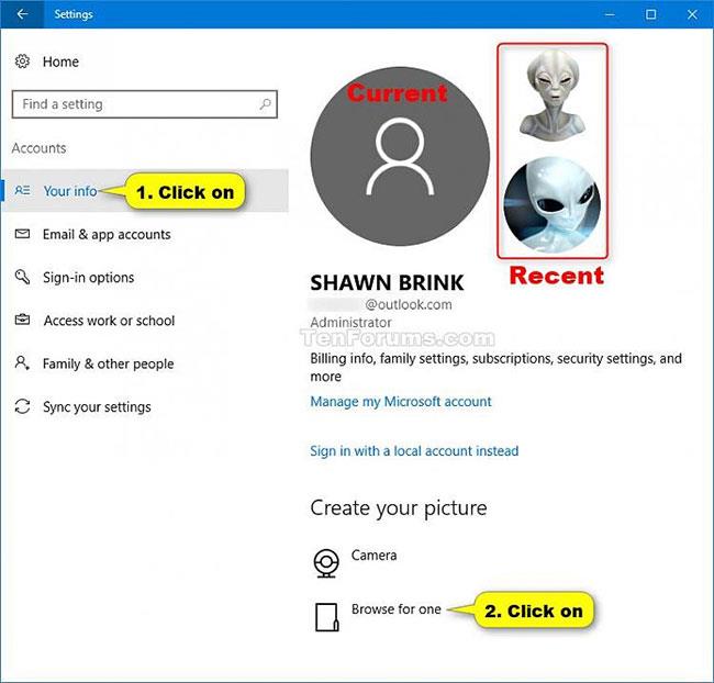 Hvernig á að breyta avatar á Windows 10