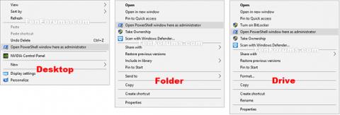 Hur man lägger till Öppna PowerShell-fönster här som administratör till högerklicksmenyn i Windows 10