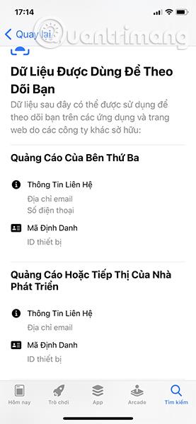 Hvaða upplýsingar rekur appið á iOS 14?