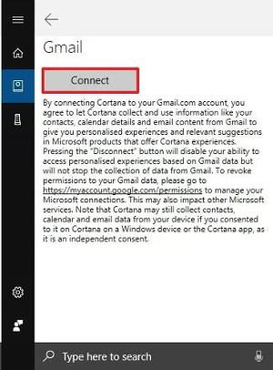 Kaip prijungti „Gmail“ paskyrą su „Cortana“ sistemoje „Windows 10“.