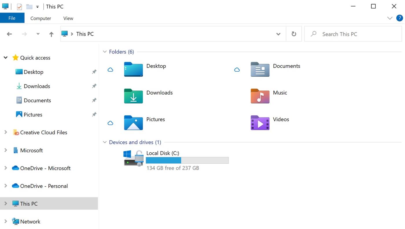 Tämä on uusi File Explorer, joka on saatavilla Windows 10 21H2 -versiossa