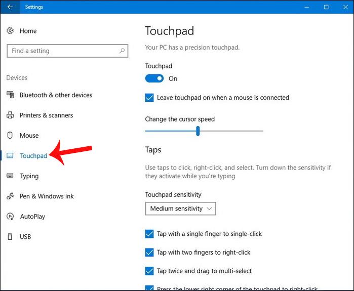 Sådan tilpasses Touchpad på Windows 10 Creators Update