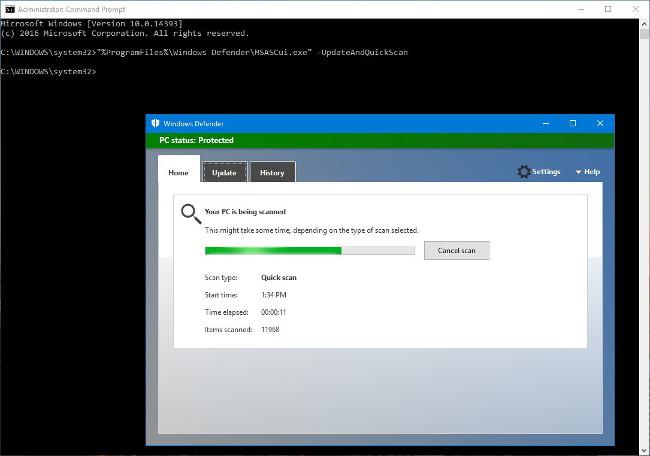 Χρησιμοποιήστε το Windows Defender με γραμμή εντολών στα Windows 10