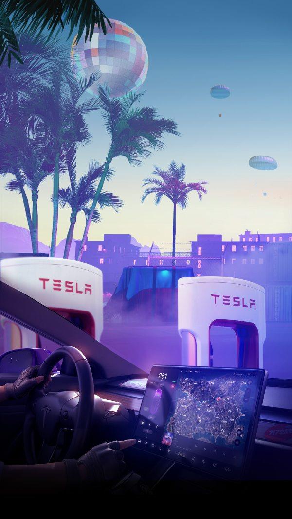 Будь ласка, завантажте чудовий набір шпалер Tesla на тему PUBG Mobile для смартфонів