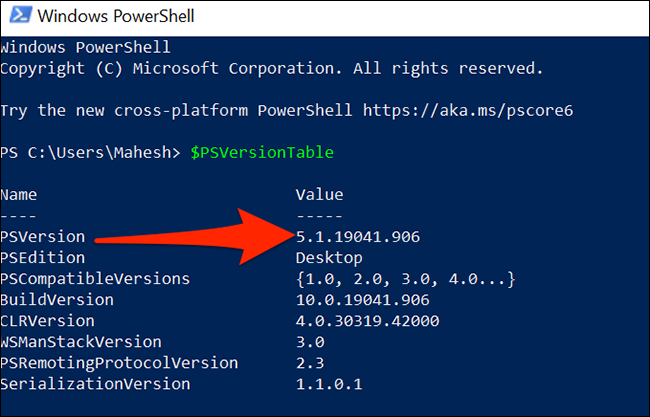 Kako preveriti različico PowerShell v sistemu Windows 10