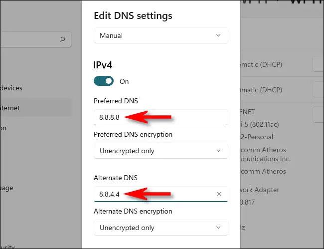 Kaip pakeisti DNS serverį „Windows 11“.