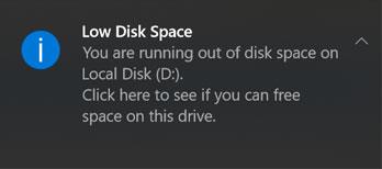 Kako onemogočiti opozorilo »Low Disk Space« v sistemu Windows 10/8/7