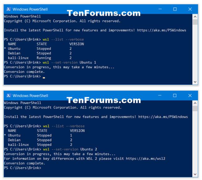 Kako nastaviti različico distribucije Linuxa na WSL 1/WSL 2 v sistemu Windows 10